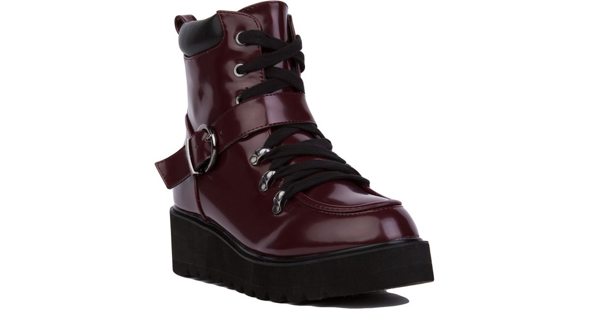 combat boots burgundy