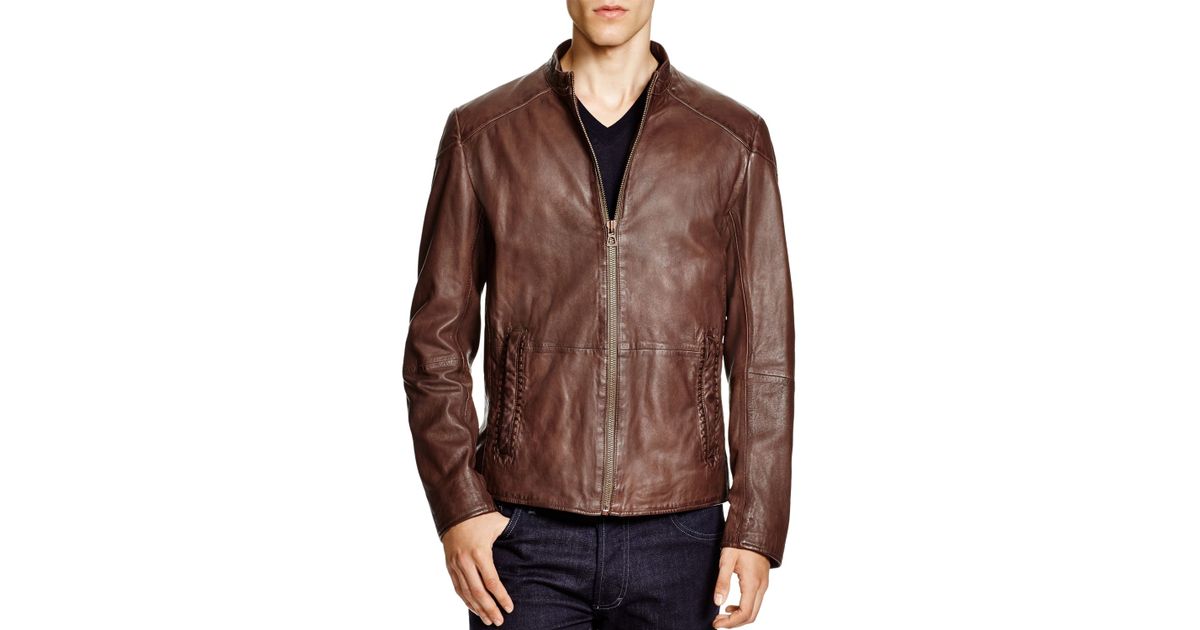 BOSS by Hugo Boss Boss Orange Jermon Leather Jacket in Chocolate (Brown)  for Men - Lyst