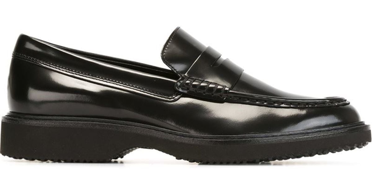 Hogan Leather Rubber Sole Penny Loafers in Black for Men | Lyst