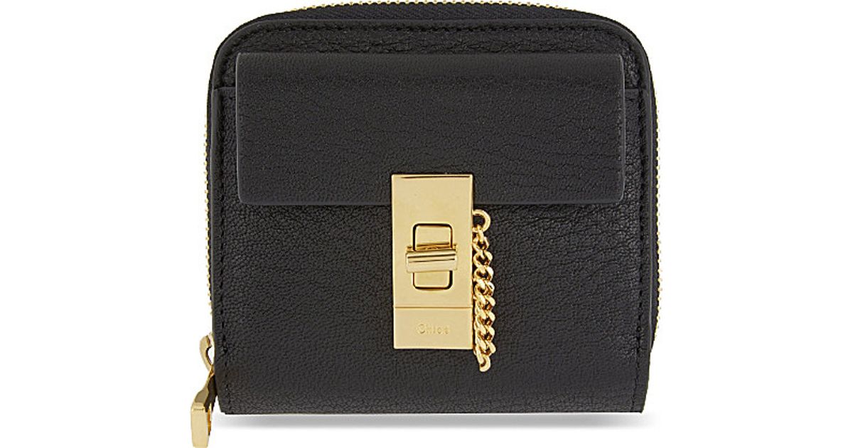 Chlo Drew Lamb Leather Wallet in Black | Lyst
