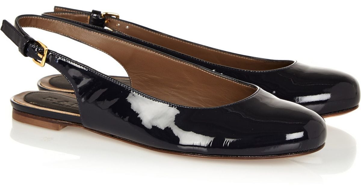 navy blue flat slingbacks