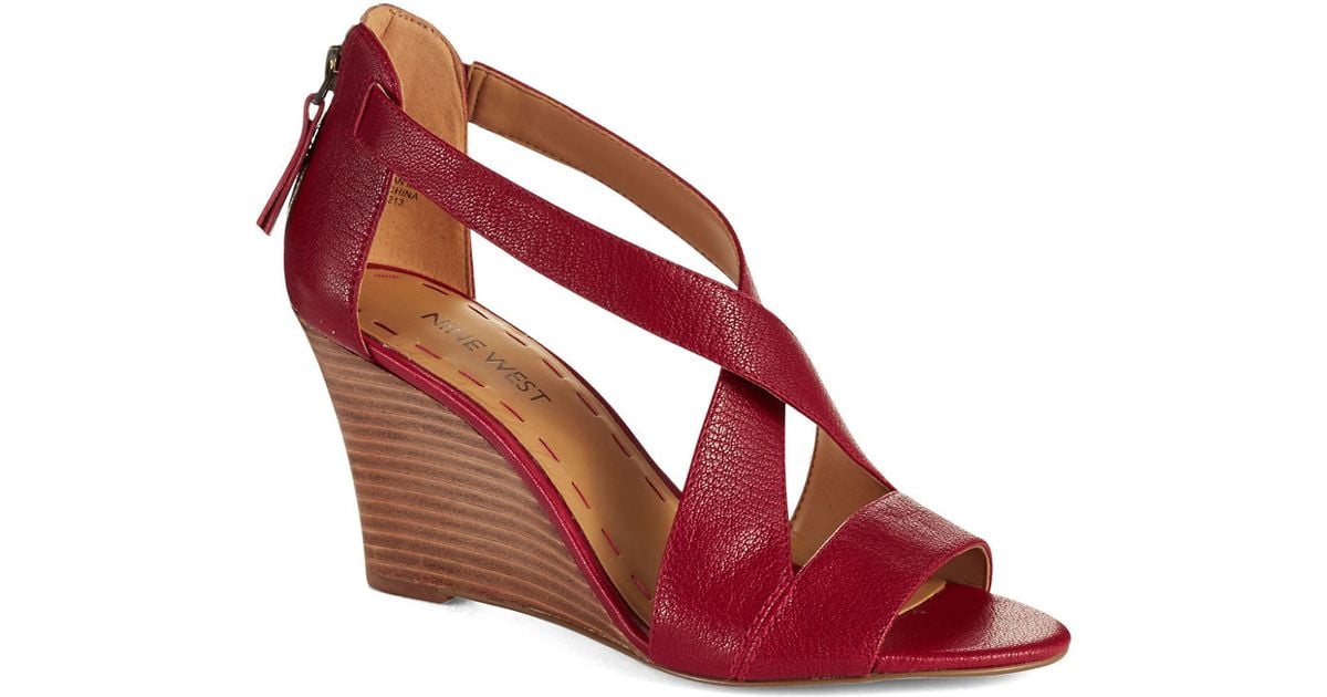 nine west red wedge sandals
