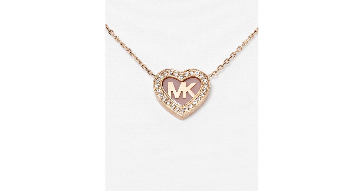 Michael Kors Pave Heart Pendant Necklace, 16