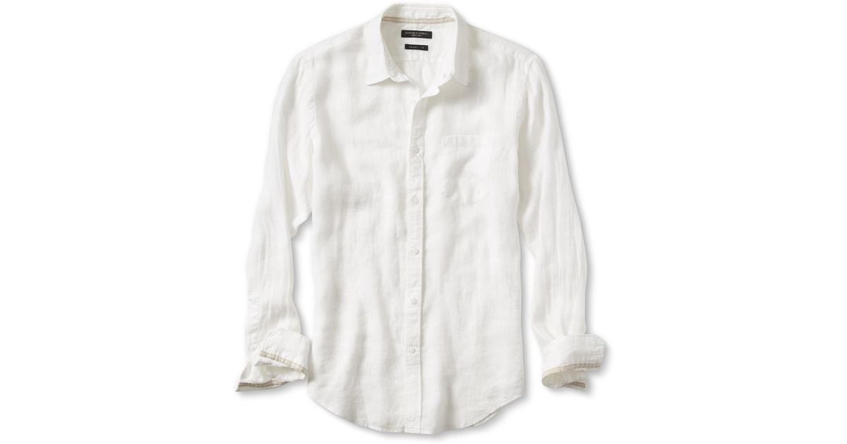 Banana Republic Grant Fit White Irish Linen Shirt For Men Lyst
