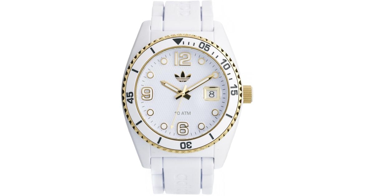 adidas Brisbane Gold Detail Watch in White for Men | Lyst