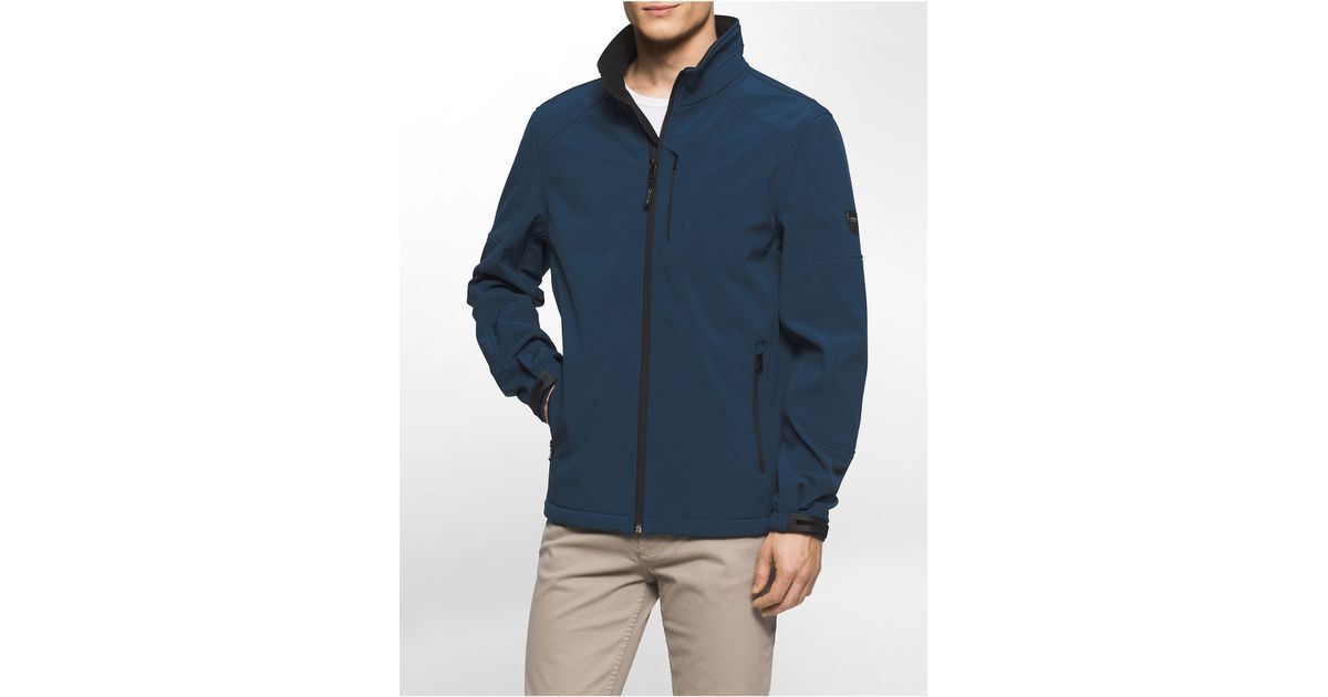 calvin klein men's soft shell jacket with fleece lining