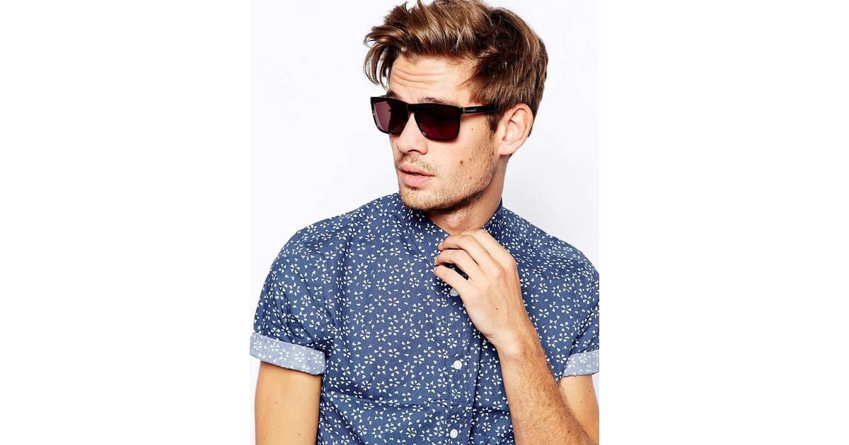 Calvin Klein Ck Wayfarer Sunglasses in Black for Men | Lyst