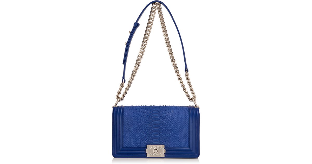 chanel blue python bag