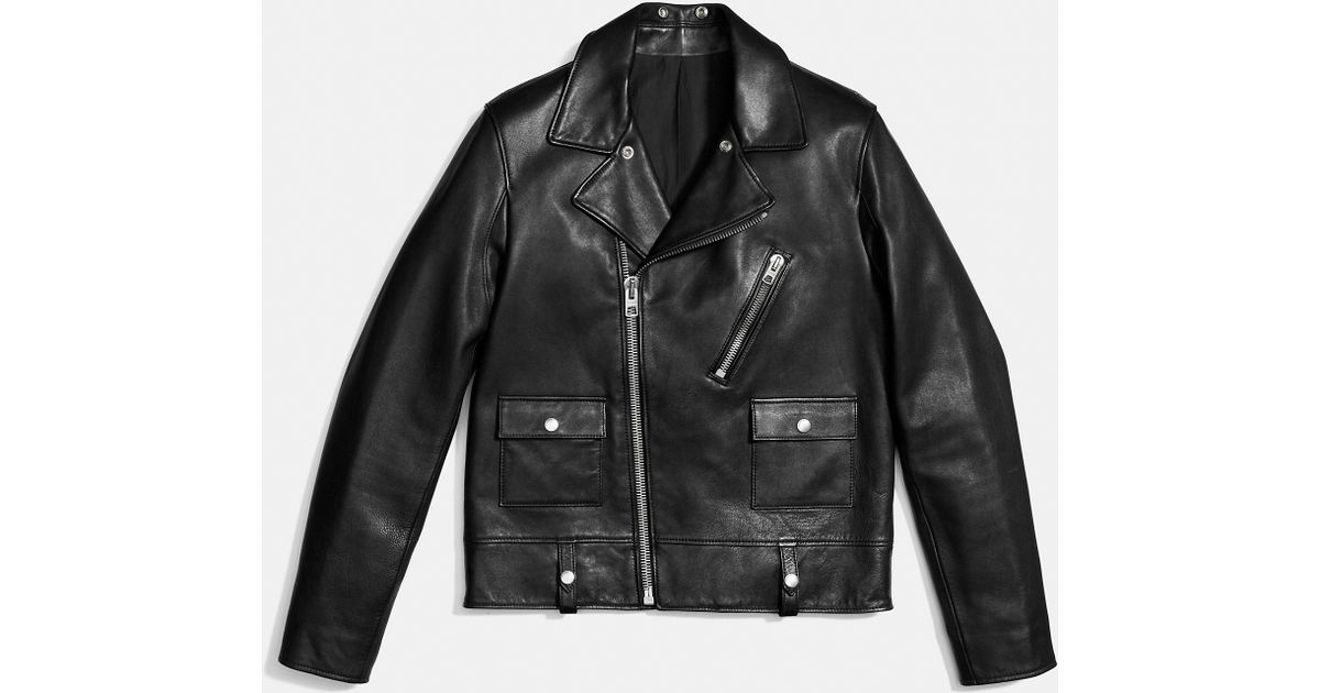COACH Leather Motorcycle Jacket in Black for Men Lyst