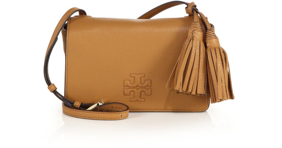 Tory Burch Thea Mini Leather Tassel Crossbody Bag in Blue