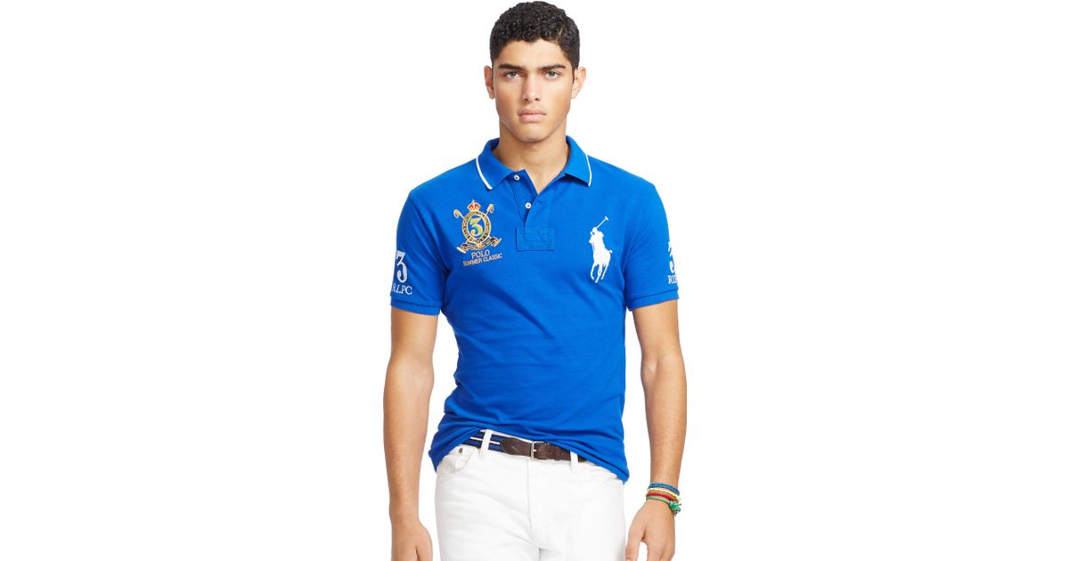 Polo Ralph Lauren Cotton Custom-fit Big Pony Polo Shirt in Blue for Men |  Lyst