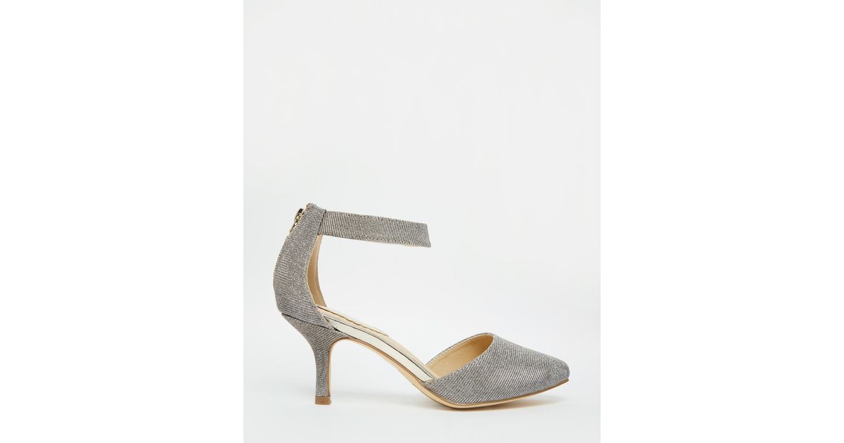 Oasis Glitter Heeled Pumps With Ankle 