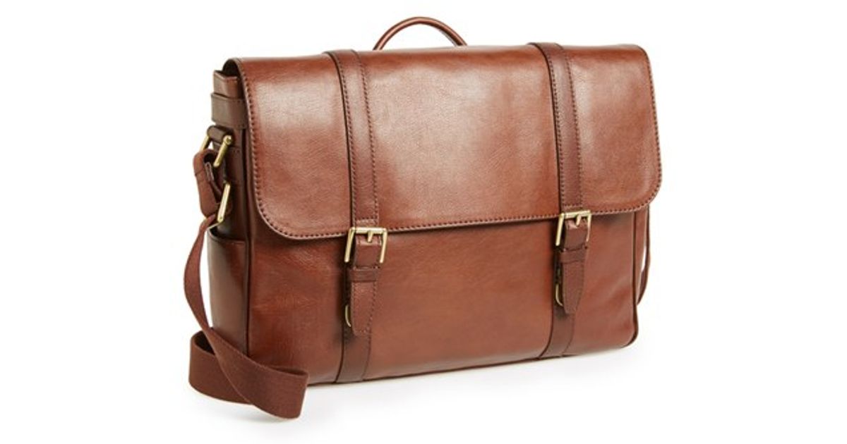 Lyst Fossil Estate Messenger Bag Metallic In Brown For Men