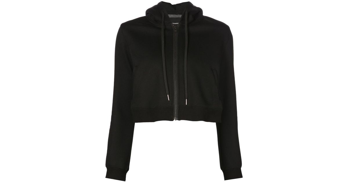 black cropped hoodie zip up