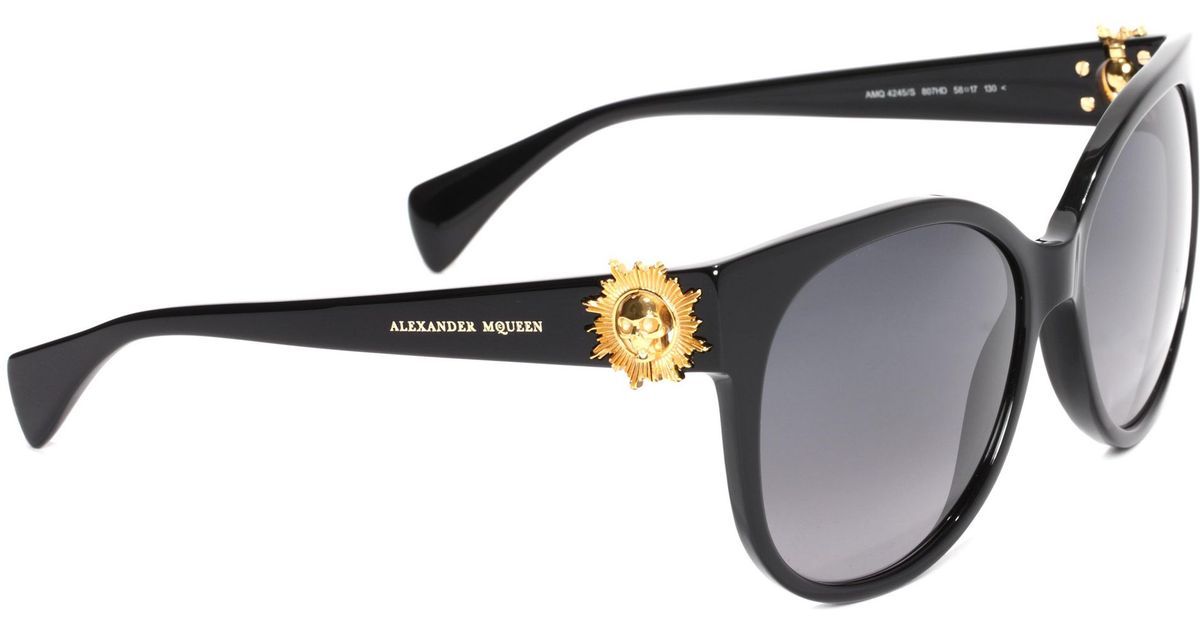 Alexander McQueen Sun Skull Cat Eye Sunglasses in Silver (Metallic) for Men  - Lyst
