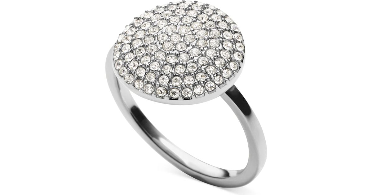 Michael Kors Crystal Pavé Disc Ring in Silver (Metallic) - Lyst