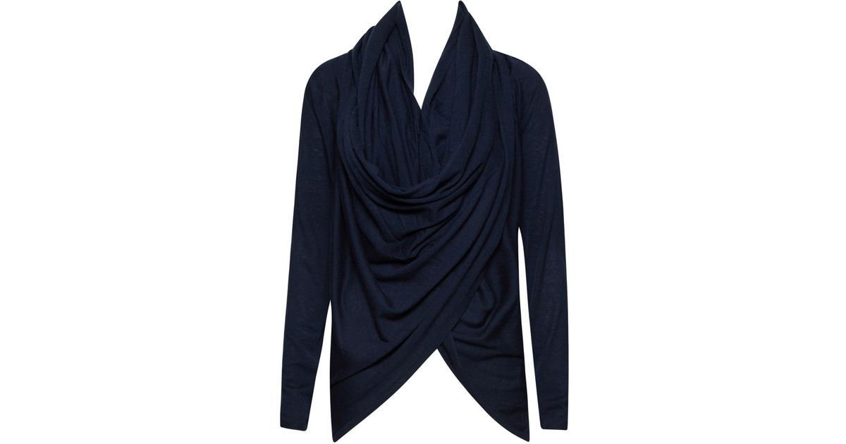 Alice Olivia Drape Wrap Around Sweater In Blue Lyst