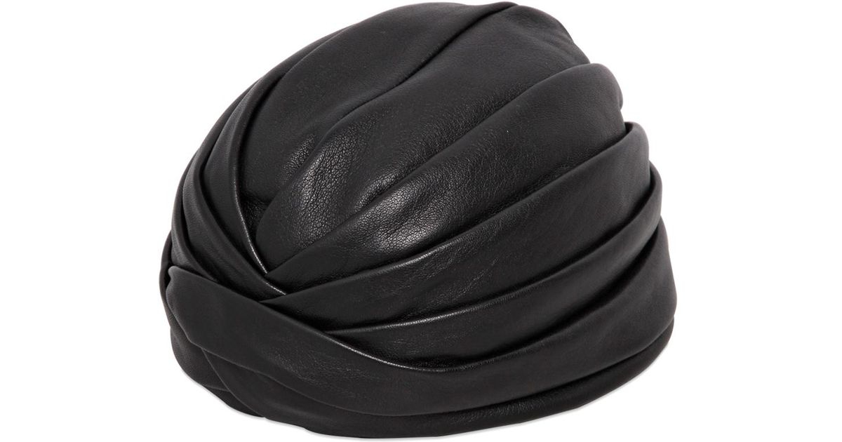 Saint Laurent Nappa Leather Turban in Black for Men - Lyst