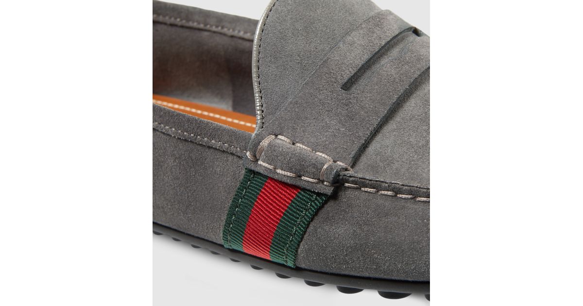 gucci suede driver with web