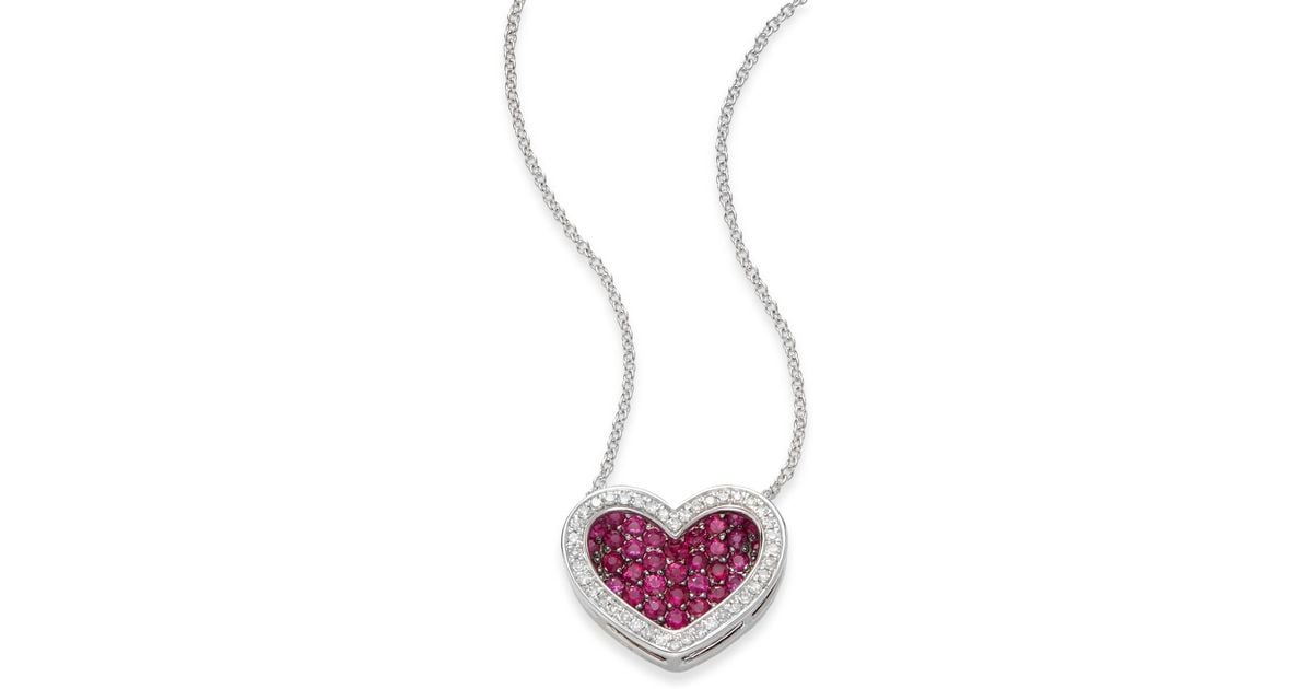 Effy Ruby Diamond 14k White Gold Heart Pendant Necklace In Pink Lyst - Pink Ruby Pendant White Gold Effy Ruby Diamond 14k White Gold Heart Pendant Necklace In Pink Lyst - Pink Ruby Pendant White Gold