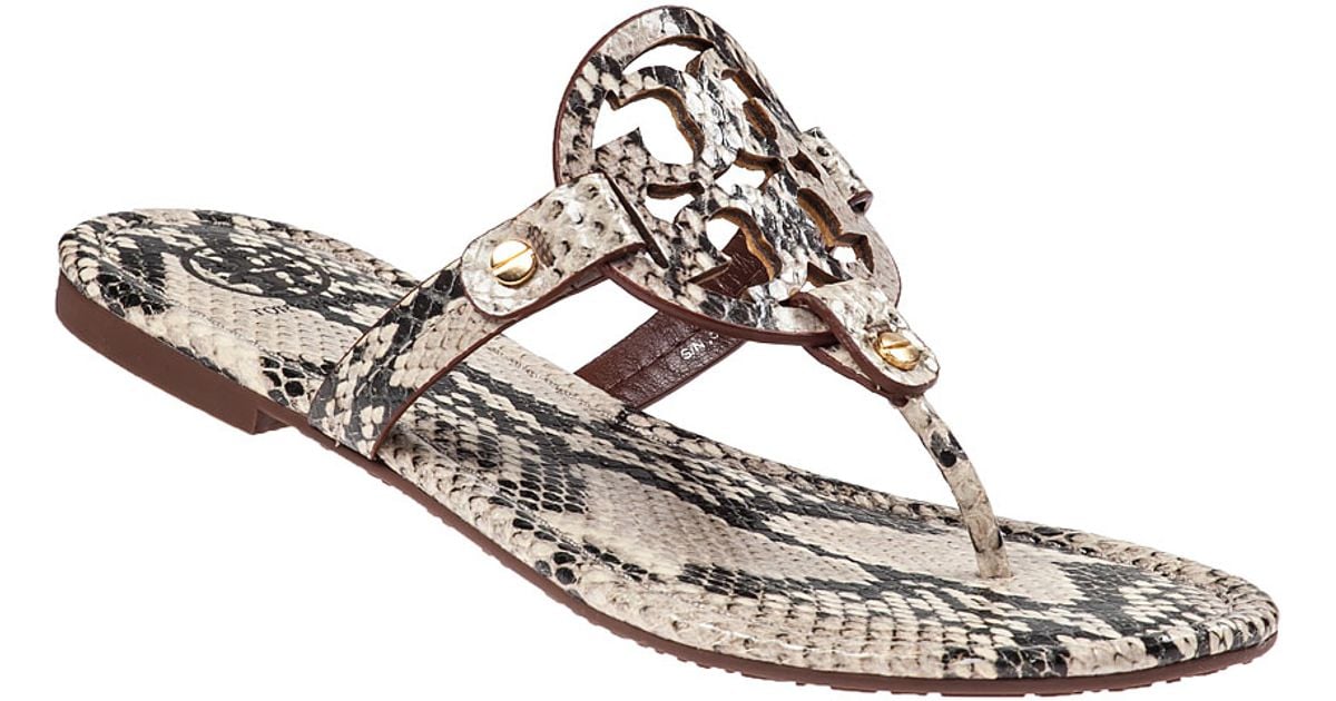 Tory Burch Miller Thong Sandal Natural Snake - Lyst