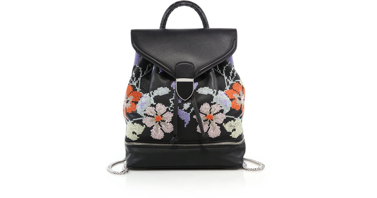 Alexander McQueen Legend Small Floral-embroidered Leather Backpack | Lyst