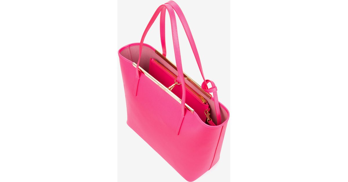 Ted Baker Crosshatch Leather Shopper Bag in Pink | Lyst