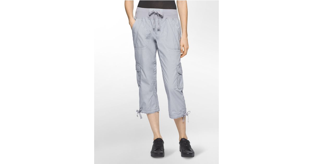 calvin klein performance poplin capri cargo pants