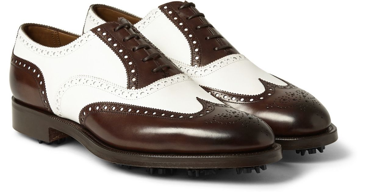 Edward Green Malvern Two-Tone Leather Golf Brogues in Brown for