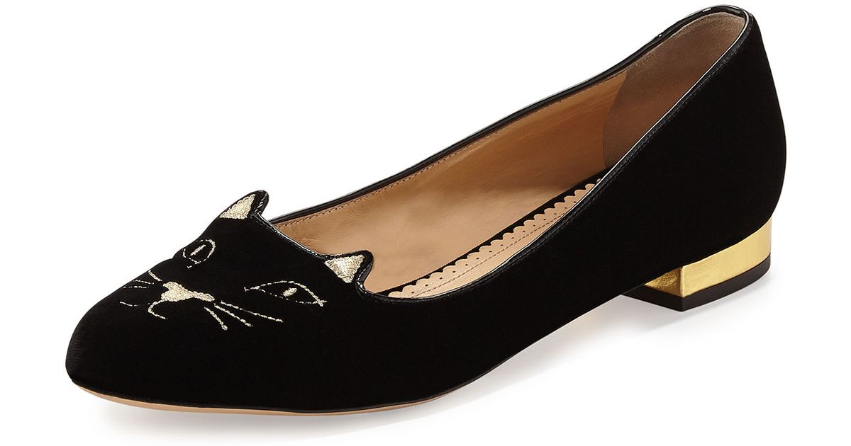 velvet embroidered flats