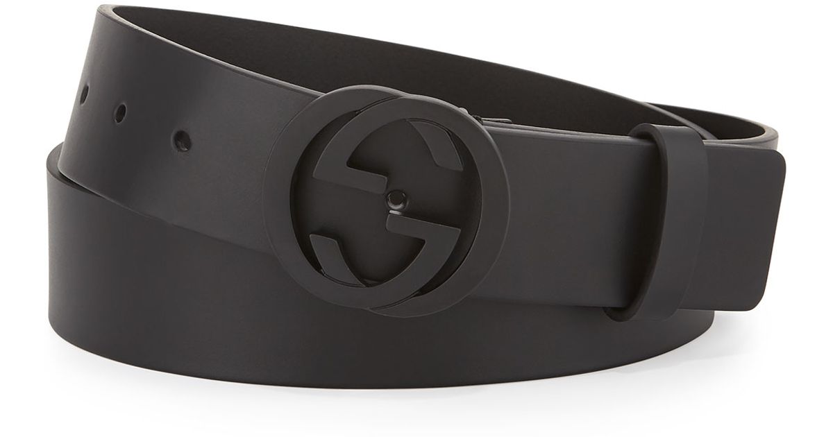 Gucci Leather Belt With Interlocking G Buckle in Black - Lyst