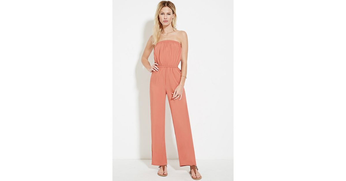 strapless pink jumpsuit