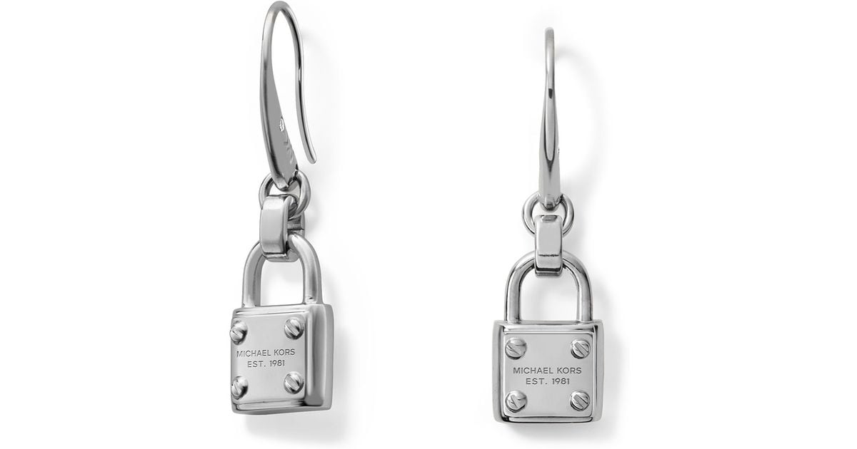 michael kors silver padlock earrings
