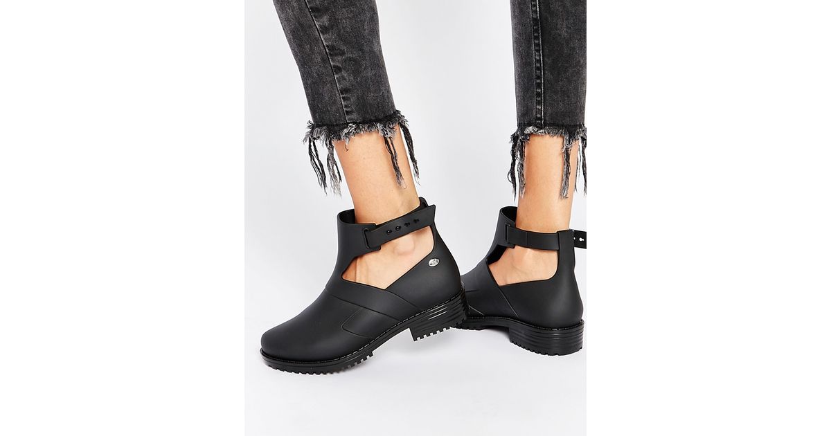Melissa Open Ankle Boots in Black 
