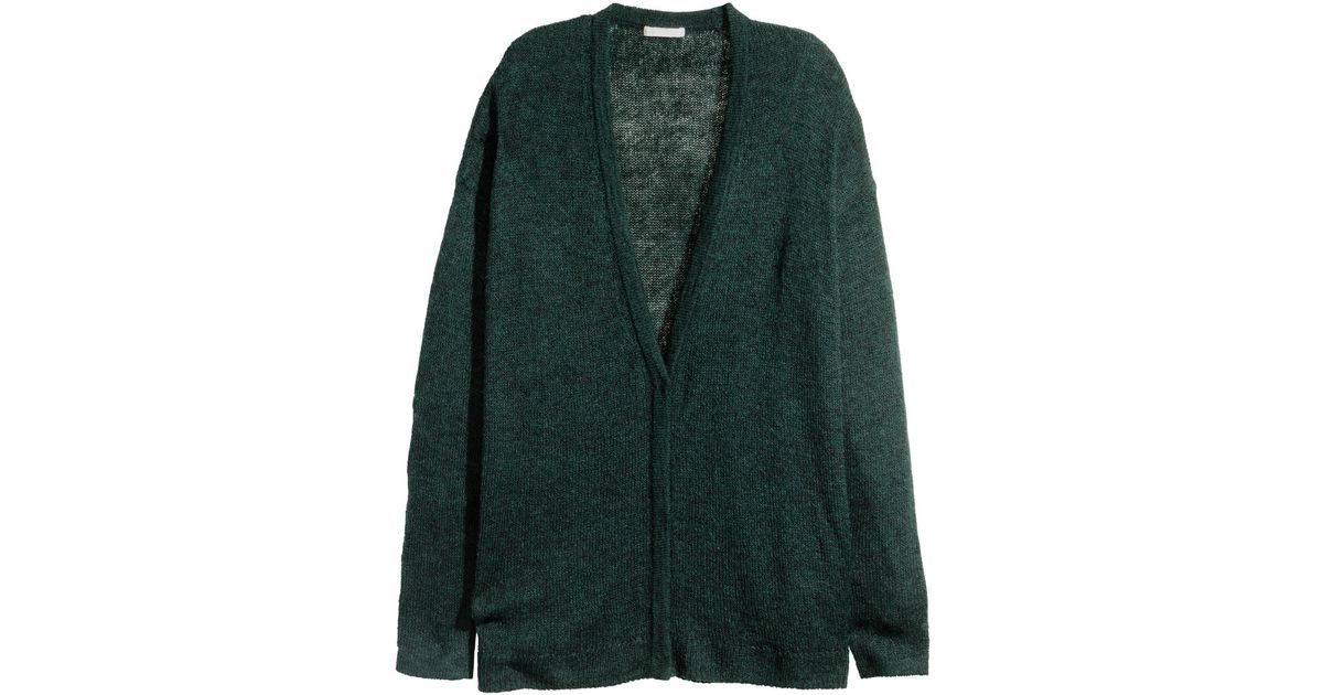 dark green knit cardigan