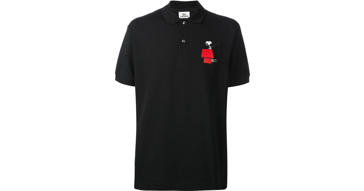 Lacoste Cotton 'snoopy' Polo Shirt in Black for Men | Lyst