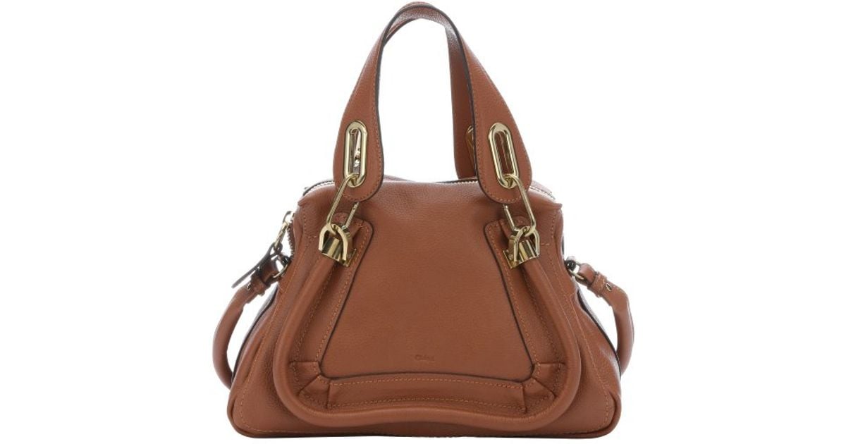 Chlo Classic Tobacco Leather Mini \u0026#39;Paraty\u0026#39; Convertible Top Handle ...  