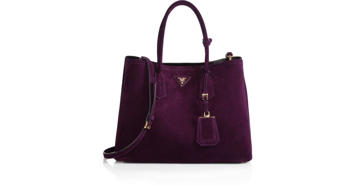 Prada Suede Double Bag in Purple | Lyst