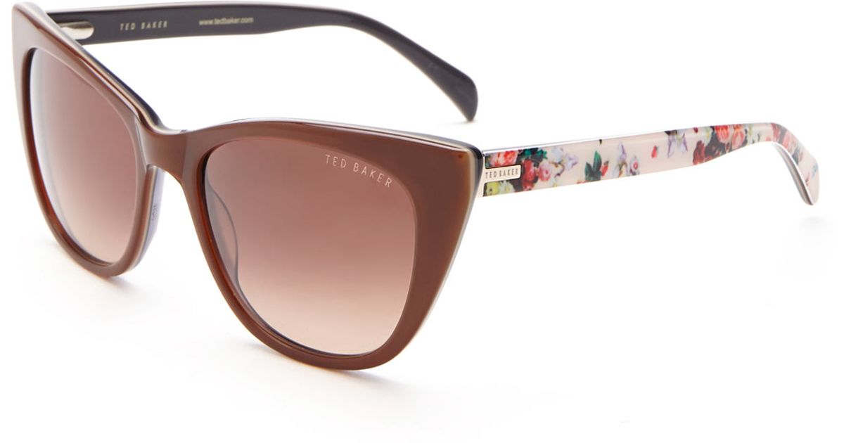 Ted Baker B574 Brown & Floral Print Cat Eye Sunglasses for