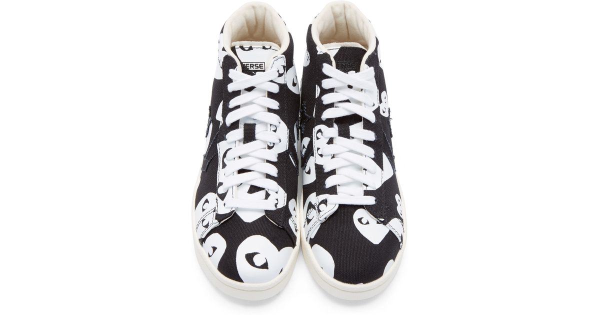 white & black heart print converse pro edition sneakers