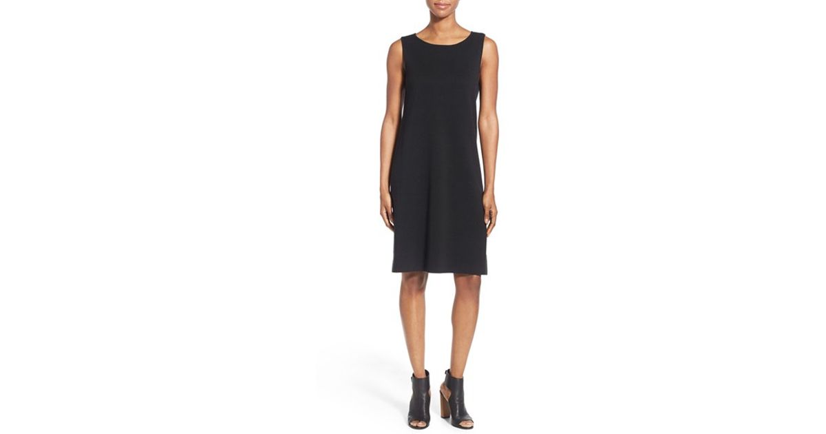 eileen fisher bateau neck silk dress