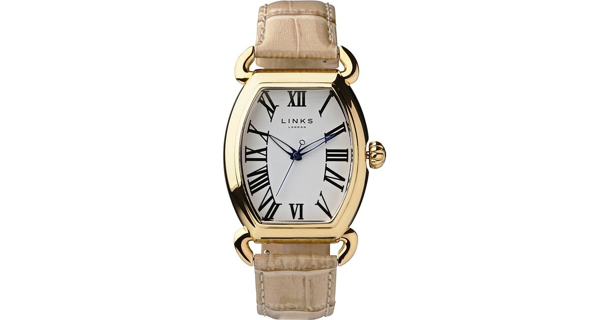 Links Of London Leather Driver Ellipse Stainless Steel Watch In Tan Natural Lyst
