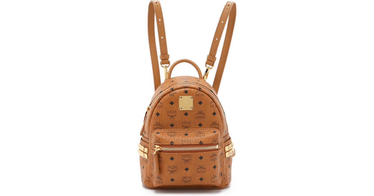 Lyst Mcm Side Stud Baby Stark Backpack Cognac In Brown