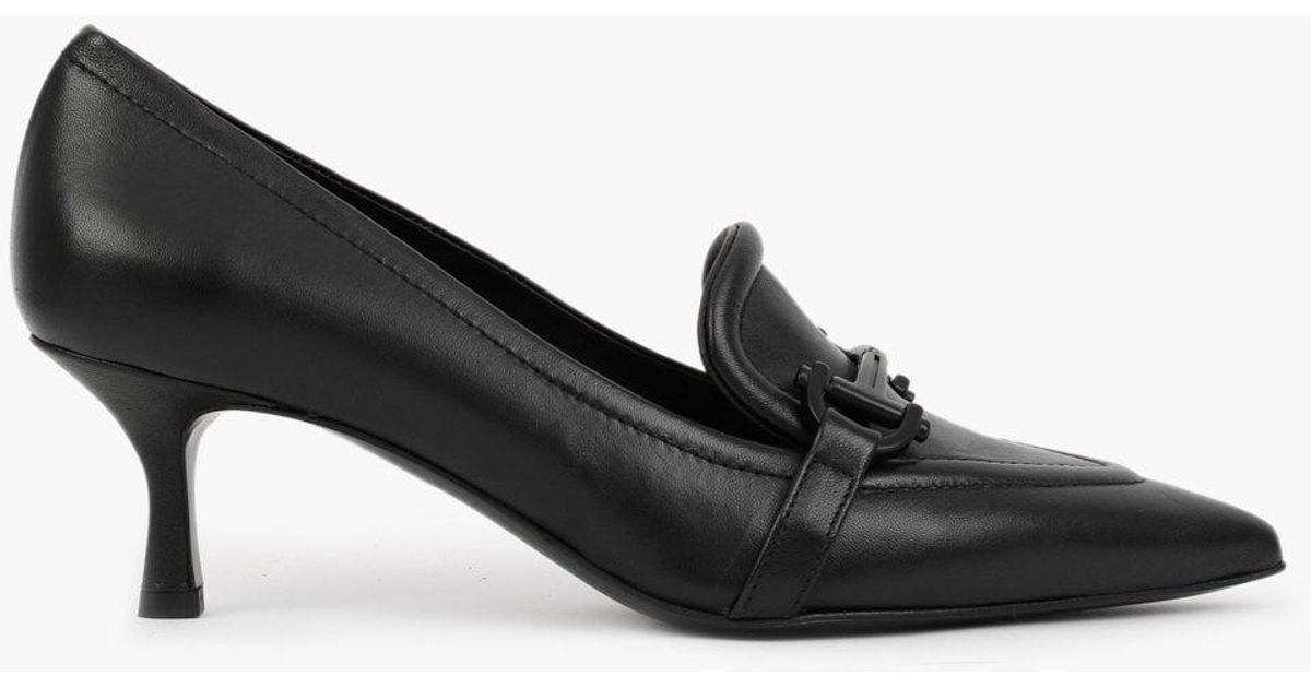 Daniel Nobuck Black Leather Kitten Heel Court Shoes | Lyst UK