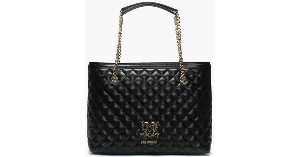 black quilted bag with chain handle