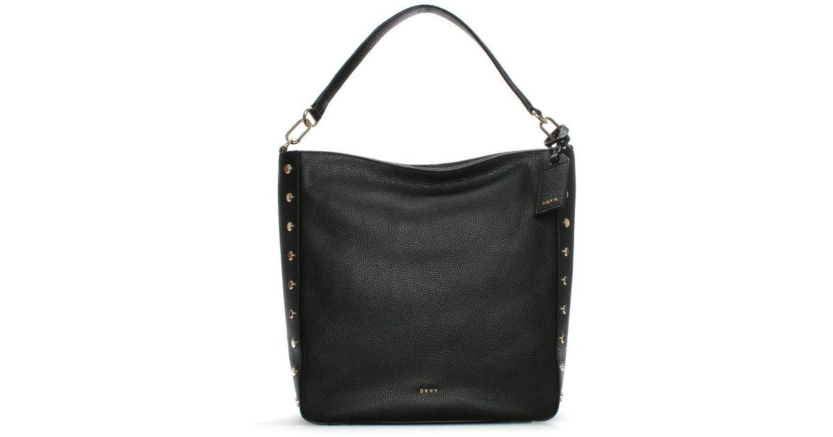 Dkny Chelsea Black Leather Studded Hobo Bag