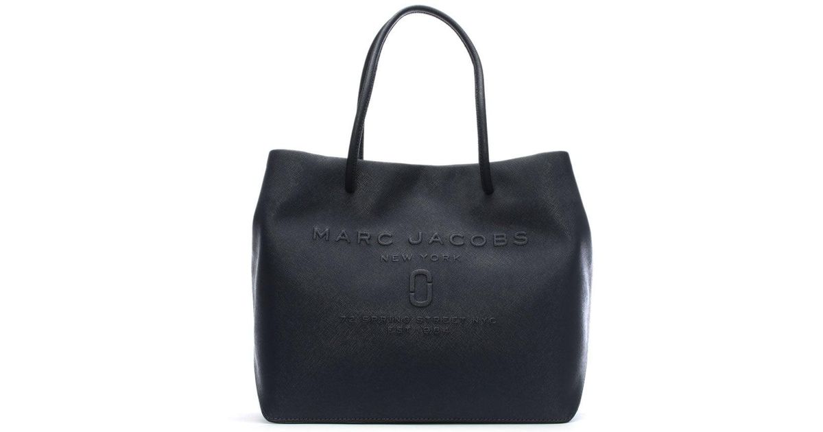 navy leather shopper bag