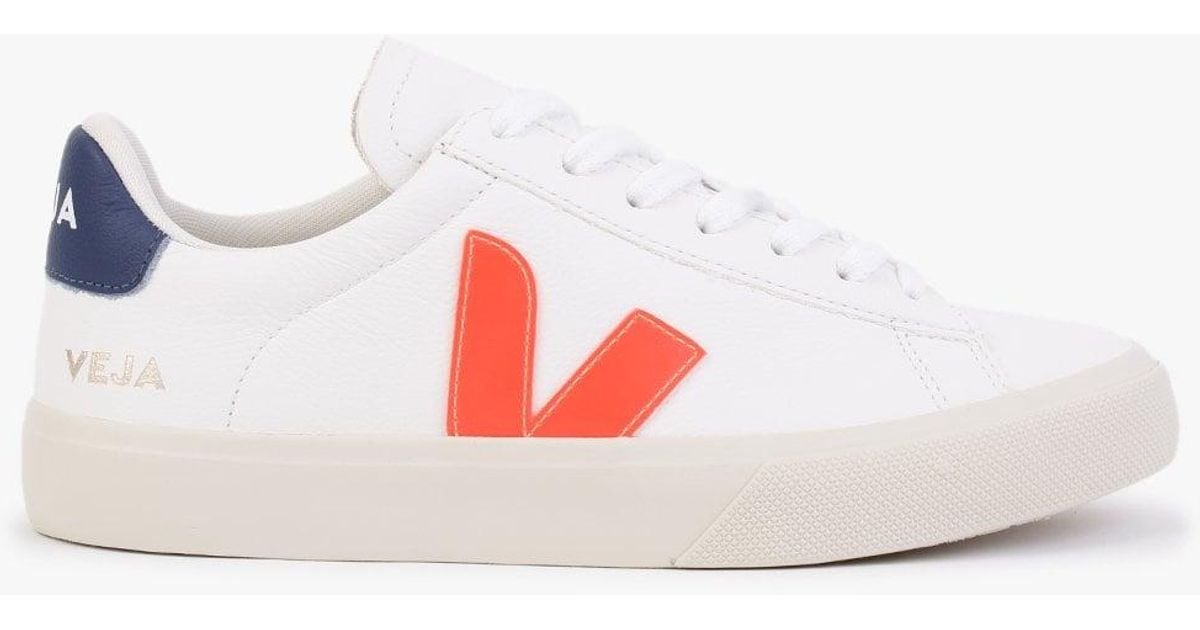 Veja Campo Chromefree Leather Extra White Orange Fluo Cobalt Trainers | Lyst