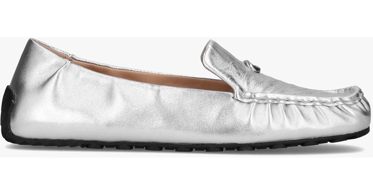 COACH Ronnie Metallic Leather Loafers in White | Lyst