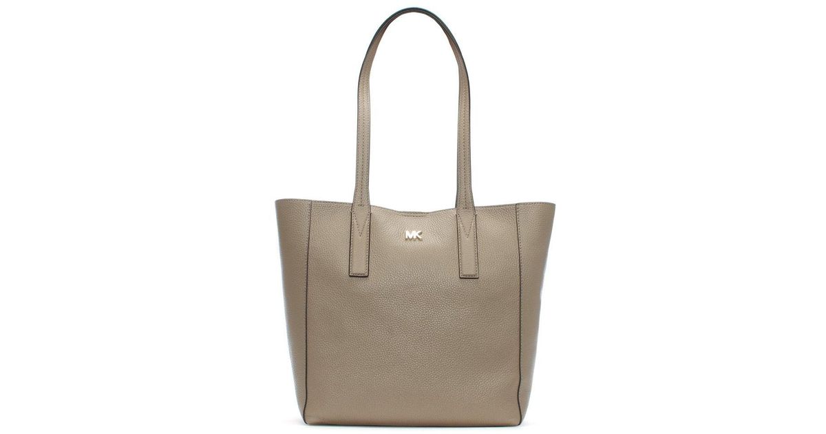 taupe leather tote bag